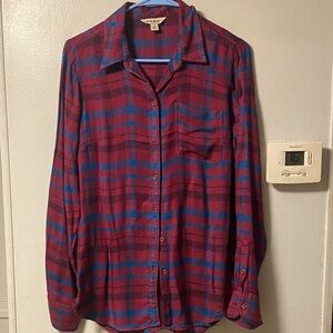 Lucky Brand Burgundy and Blue Plaid Shirt